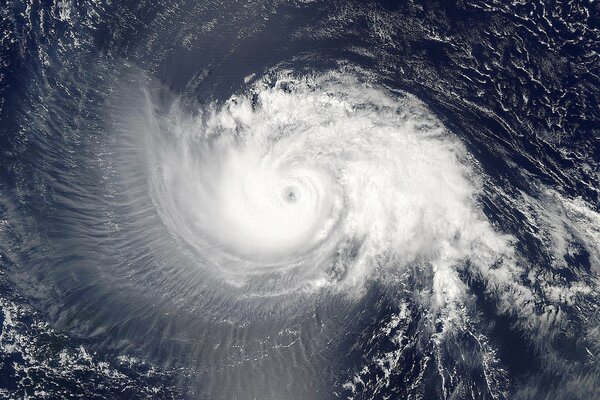 The ocean spirals during a cyclone