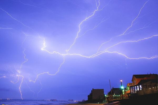 Lightning in the blue sky