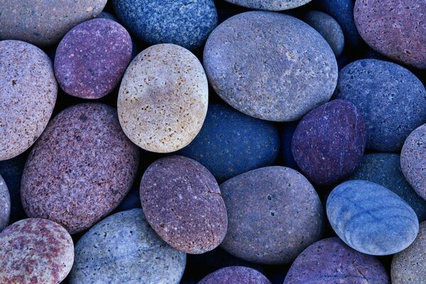 Blue and purple pebbles