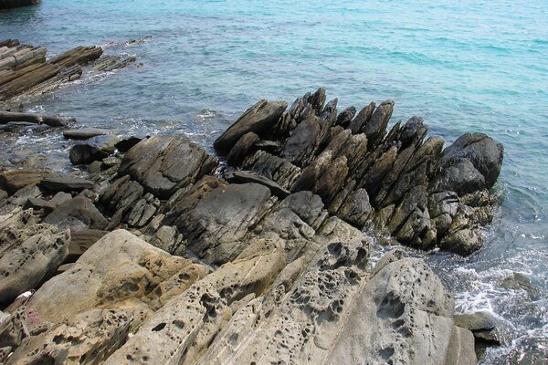 Thailand, blaues Meer, Steine