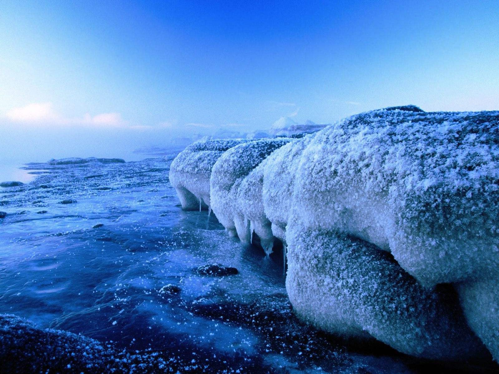 природа лед вода холод