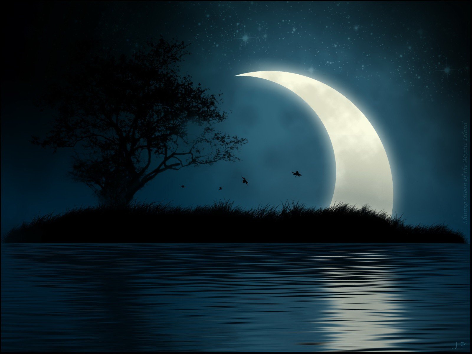 moon water night island