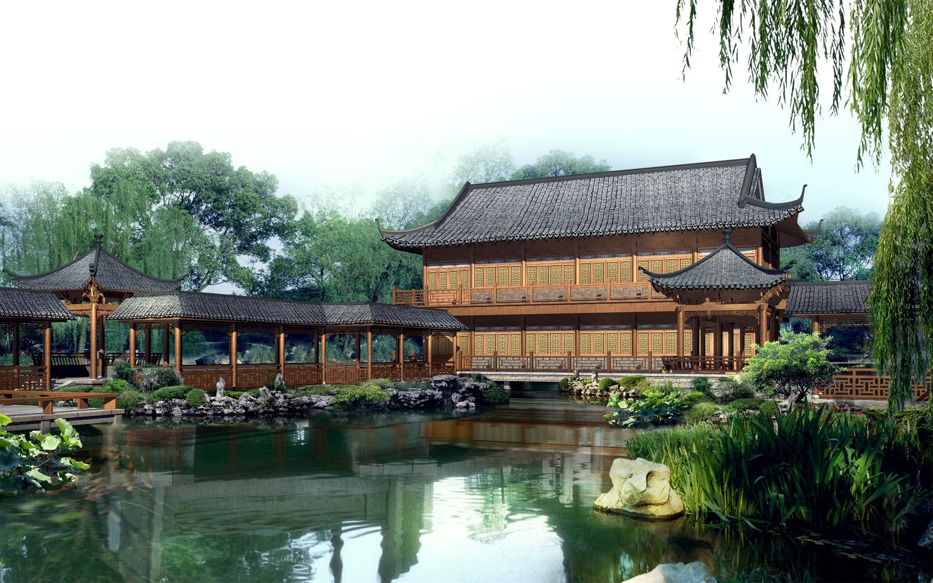 chine paysage pagode