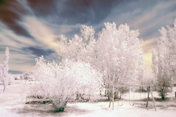 Bord de neige sur la plaine