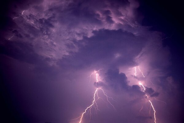 Lightning and thunder clouds in the sky