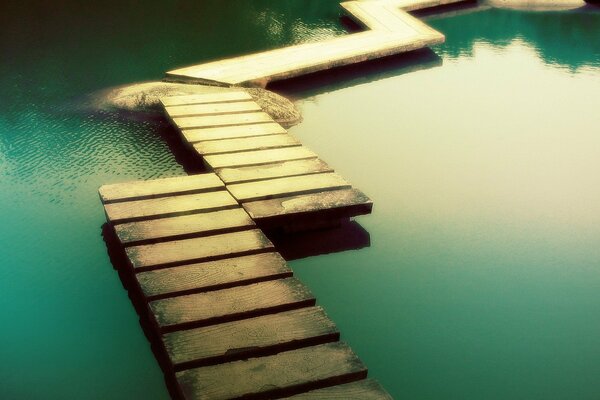 Wooden decking above the surface of the water