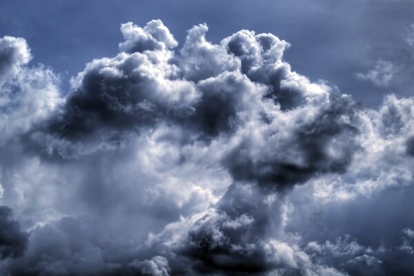 Blue clouds in a gloomy sky