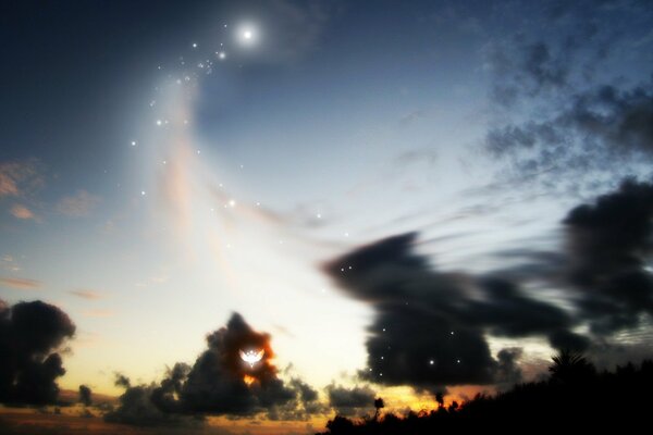 Image traitée du ciel et des nuages