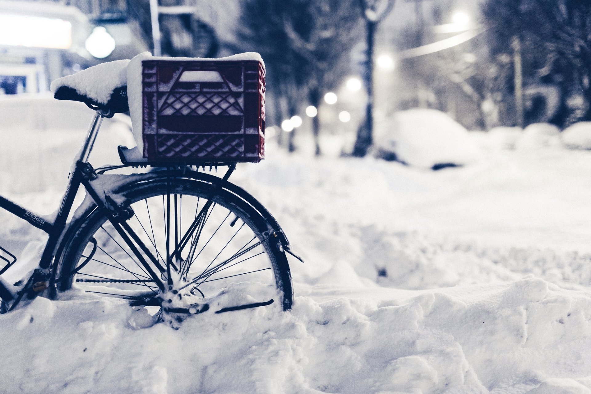 fahrrad winter schnee straße abend straße natur makro