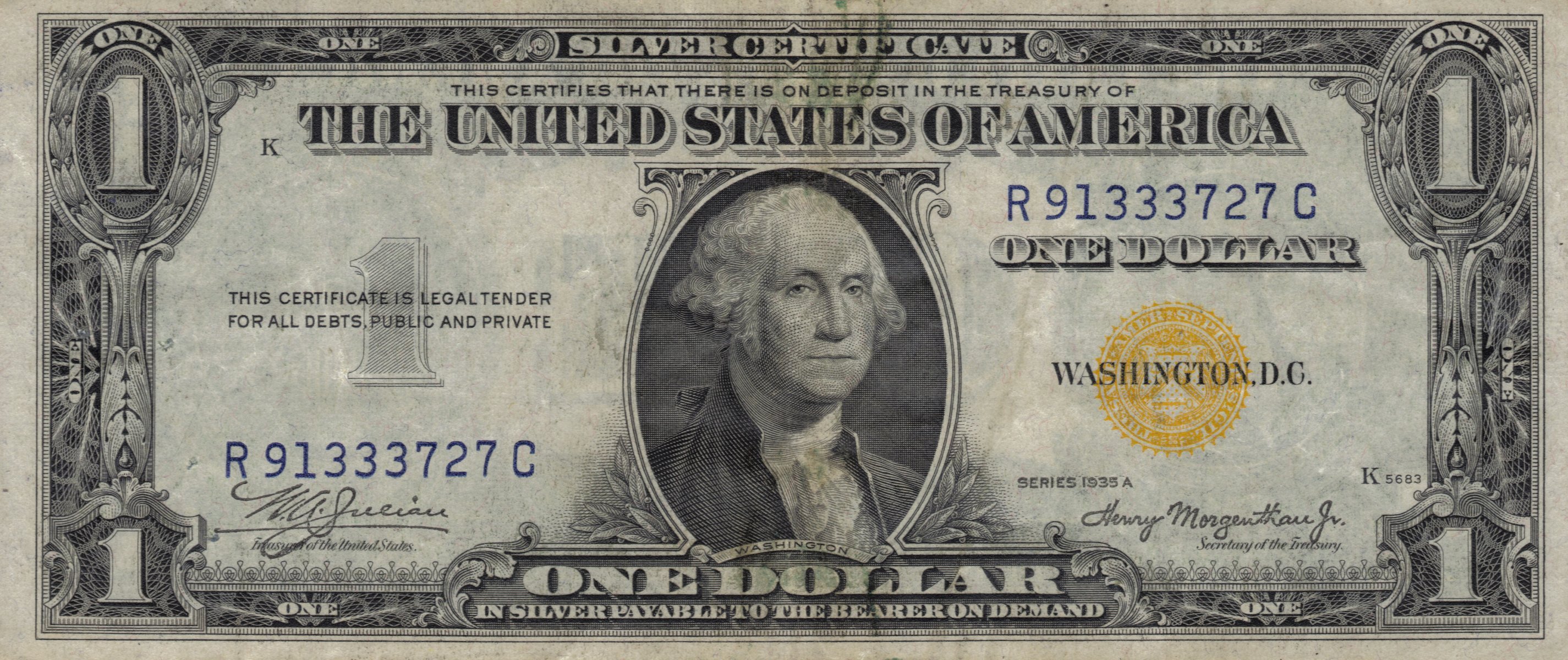 dollaro uno washington giallo domanda serie stati uniti stati uniti