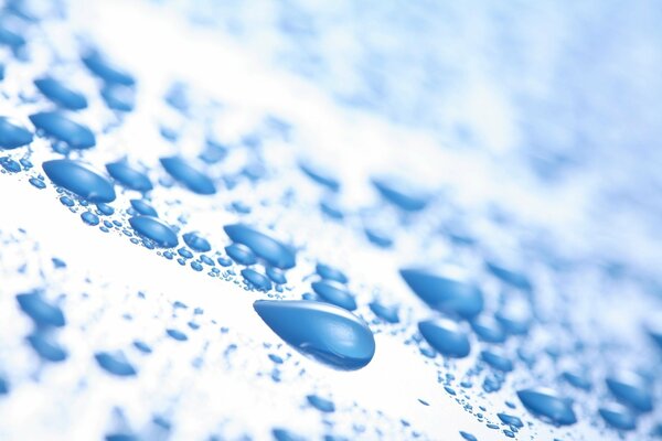 Water droplets on the surface close-up