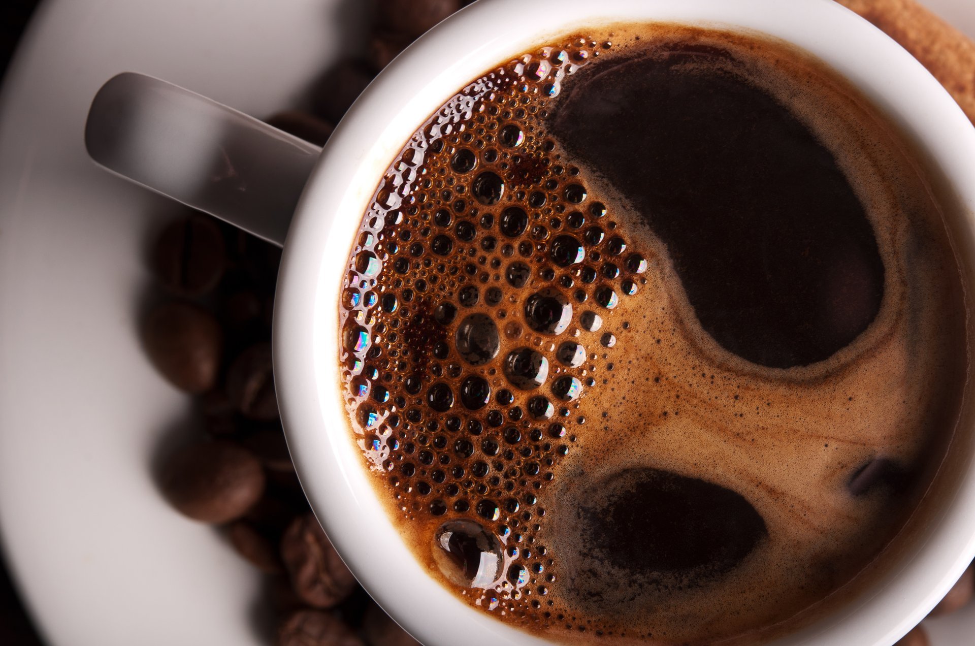 kaffee makro schaum schaum körner tasse