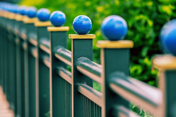 Railings on the bridge. Macro photo