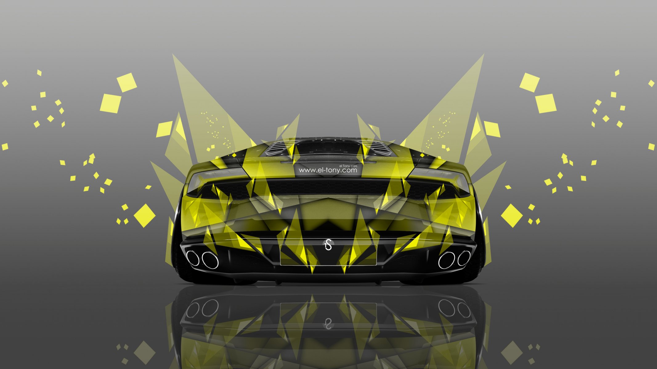 tony cohan lamborghini uracan retour abstrait jaune argent effets el tony voitures photoshop art conception papier peint abstrait lamborghini vue arrière jaune 4k 2014