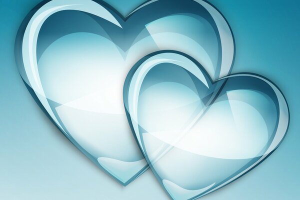 Two hearts on a blue background