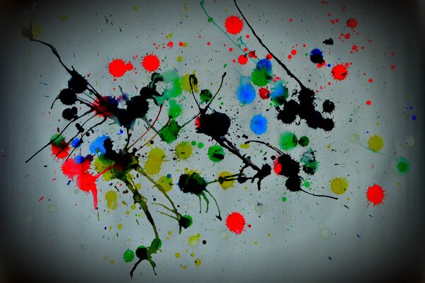 Splashes of paint in different colors