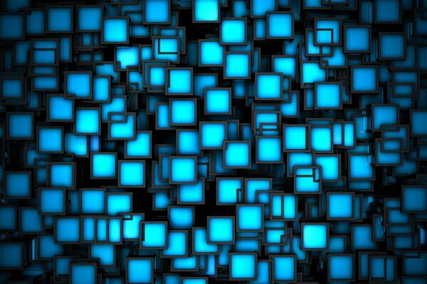 3d blaue Quadrate zum Kleben der Augen