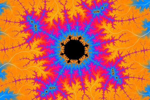 Bright symmetry with colorful patterns in the form of rays