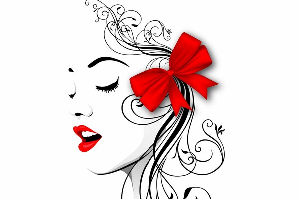 Silhouette of a girl with red lips