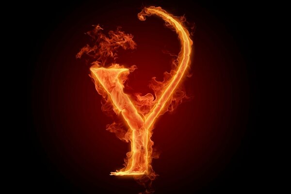 Flame in the form of a fiery letter y