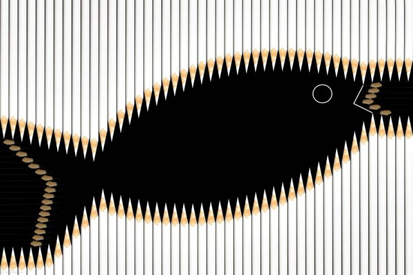 Una idea única para representar a los peces con lápices
