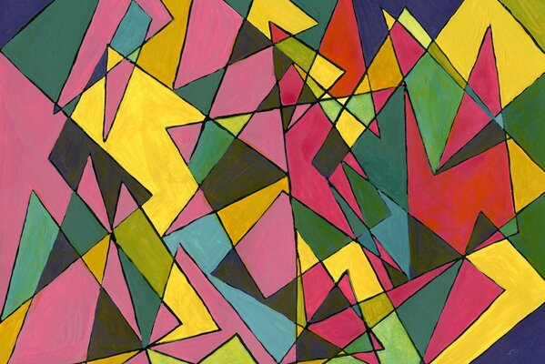 Картина цветные треугольники с линиями