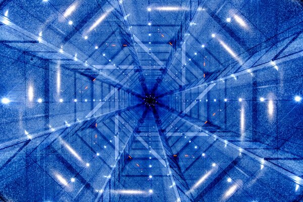 A tunnel of three-dimensional rays of light