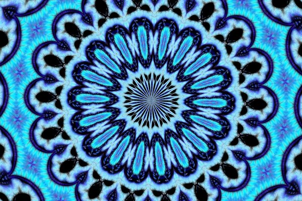 Psychedelische blaue kreisförmige Kurven