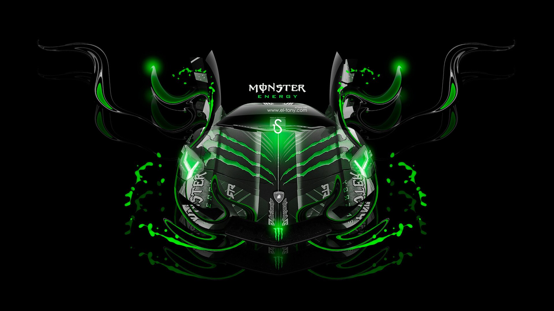 lamborghini aventador monster energy fantasia neon verde el tony cars tony cohan design nero lamborghini monster energy effetti sfondo photoshop