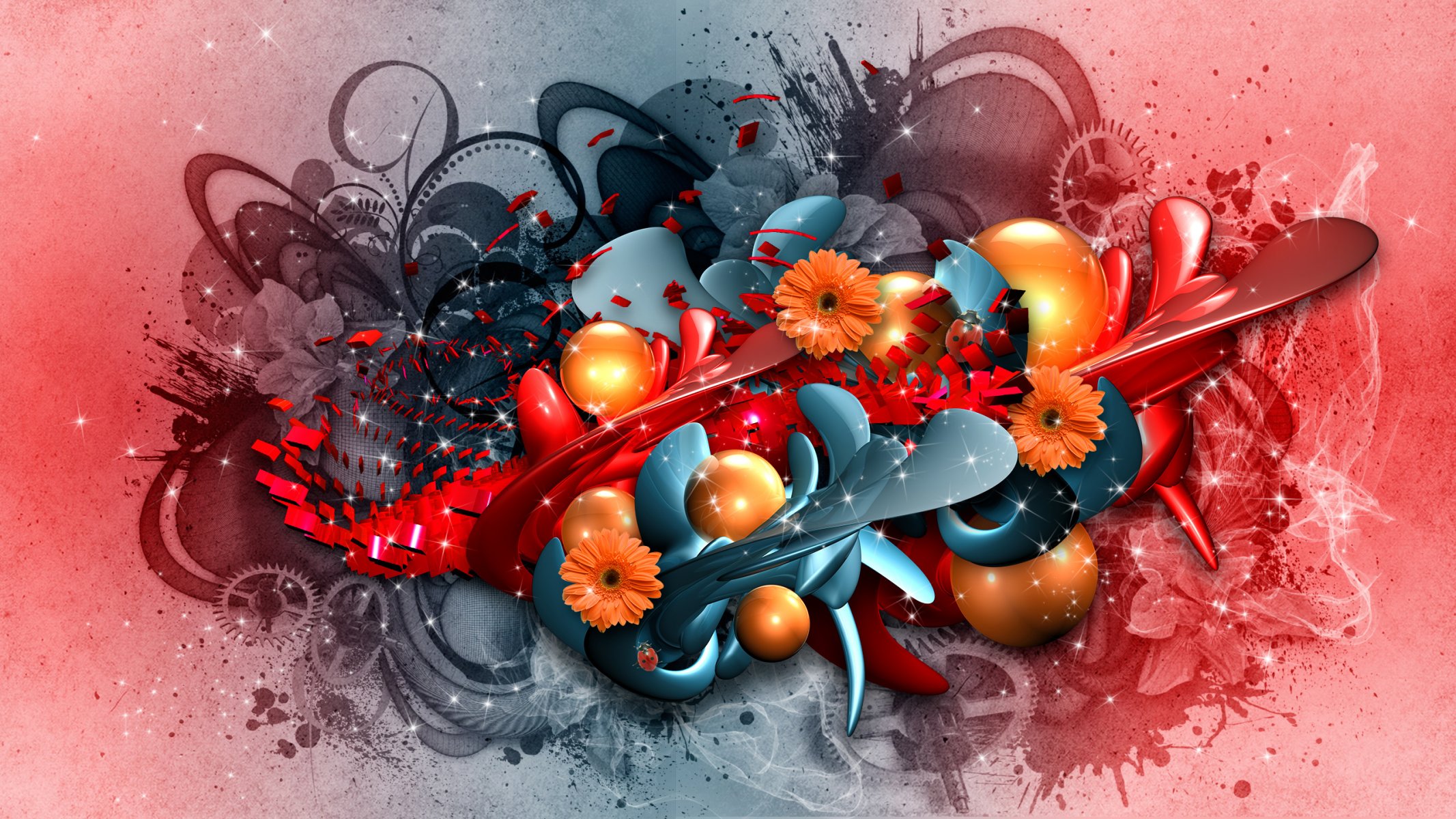 abstraction collage fleurs rendu graphiques hq fonds d écran