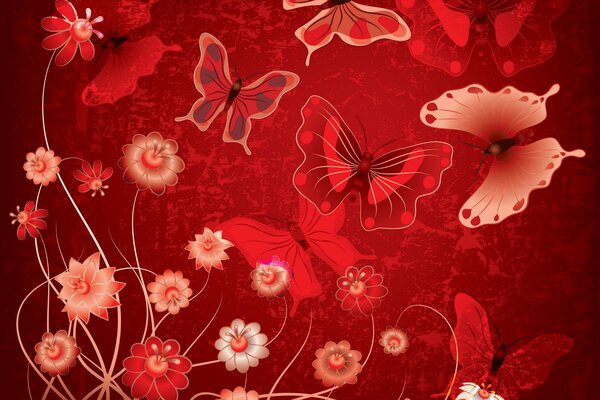 Abstrakcyjna Tekstura - czerwone motyle