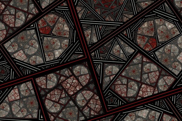 Geometrisches Muster in rot-schwarzen Tönen