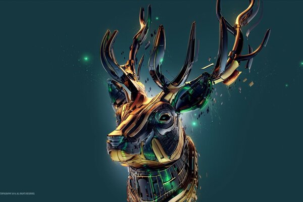 Metal deer on a green background