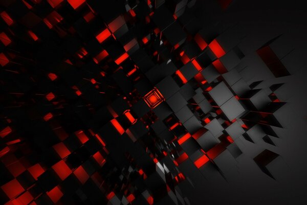 Digital art in black and red colors