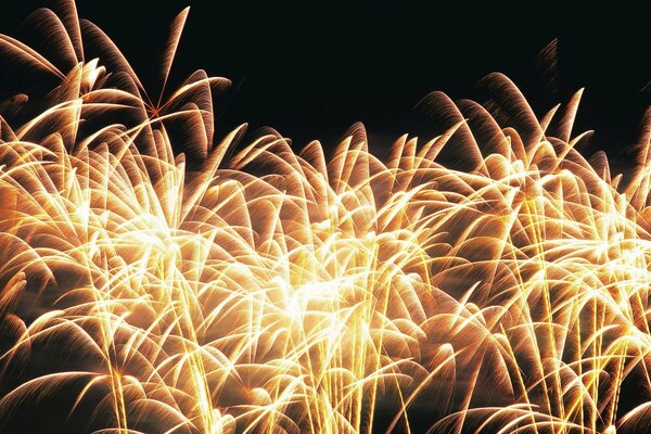 Fuochi d artificio gialli su sfondo nero