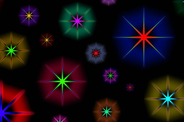 Multicolored symmetrical star patterns