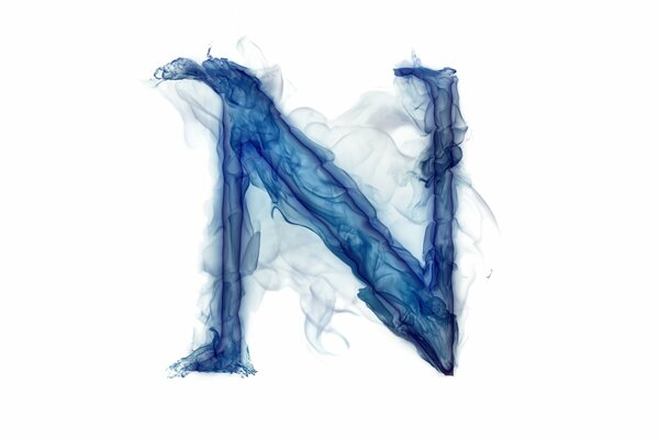 lettre anglaise h dans une brume de couleur bleue