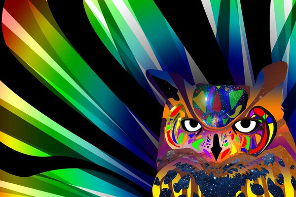 Image abstraite d un hibou multicolore