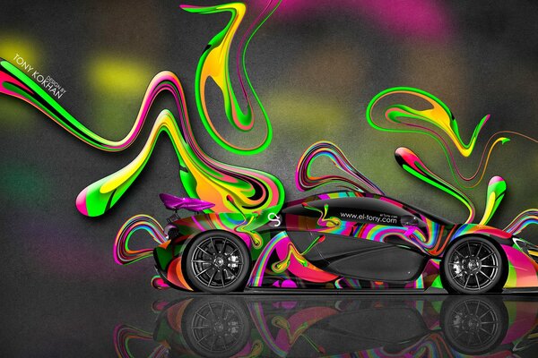 The car blurs into a range of colors