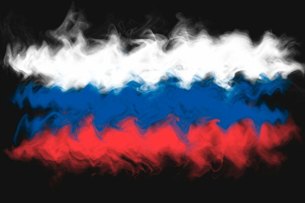 Russland-Flagge aus Rauch auf schwarzem Hintergrund