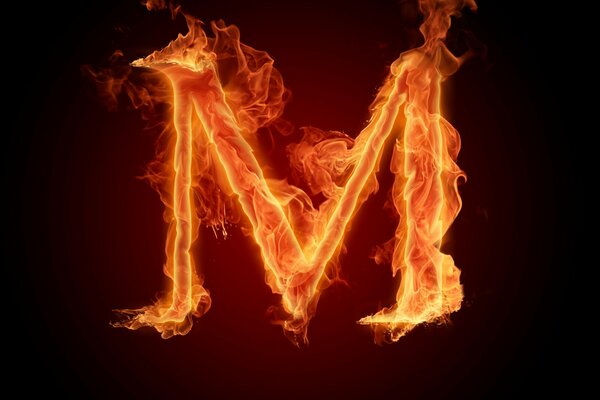 The letter m created from flame