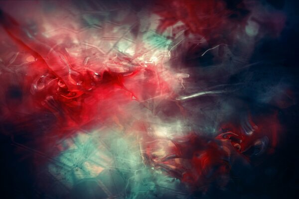 Абстрактное изображение красного и синего цвета, смешивание красок