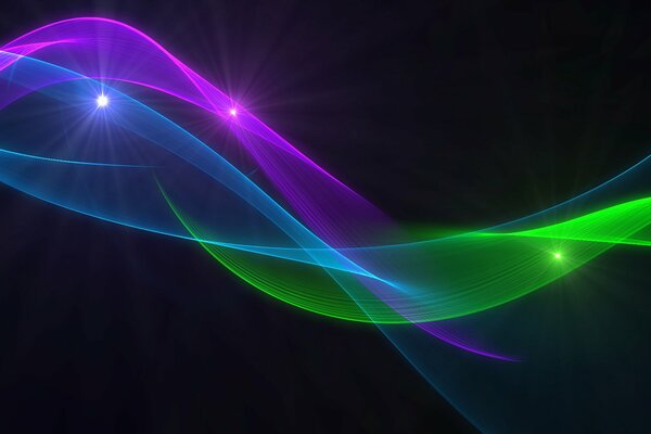 Bright wide arc-shaped lines on a black background
