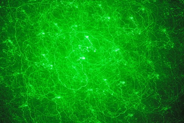 Chaotic green laser lines