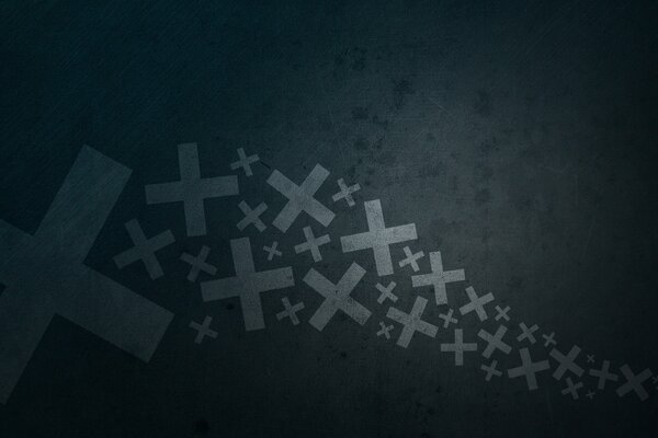 Abstraction of crosses on a dark gray background