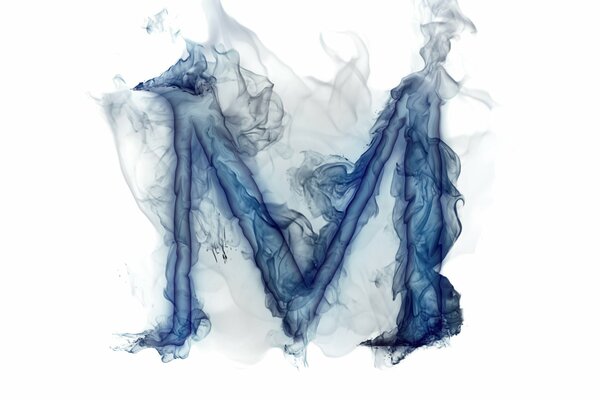 Watercolor smoky image of the letter M