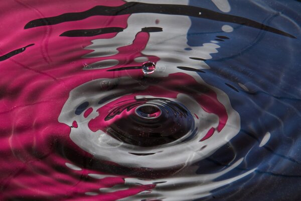 Goutte et cercles sur l eau colorée