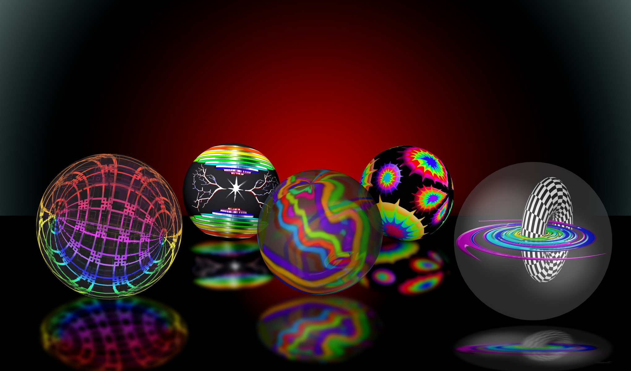 balls colored background reflection