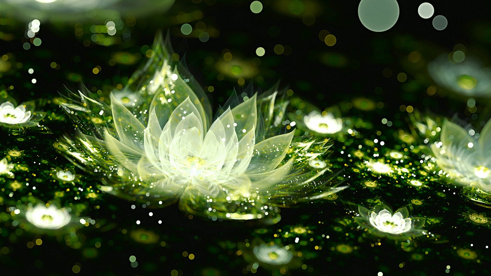 3d graphics flower lilies bokeh light