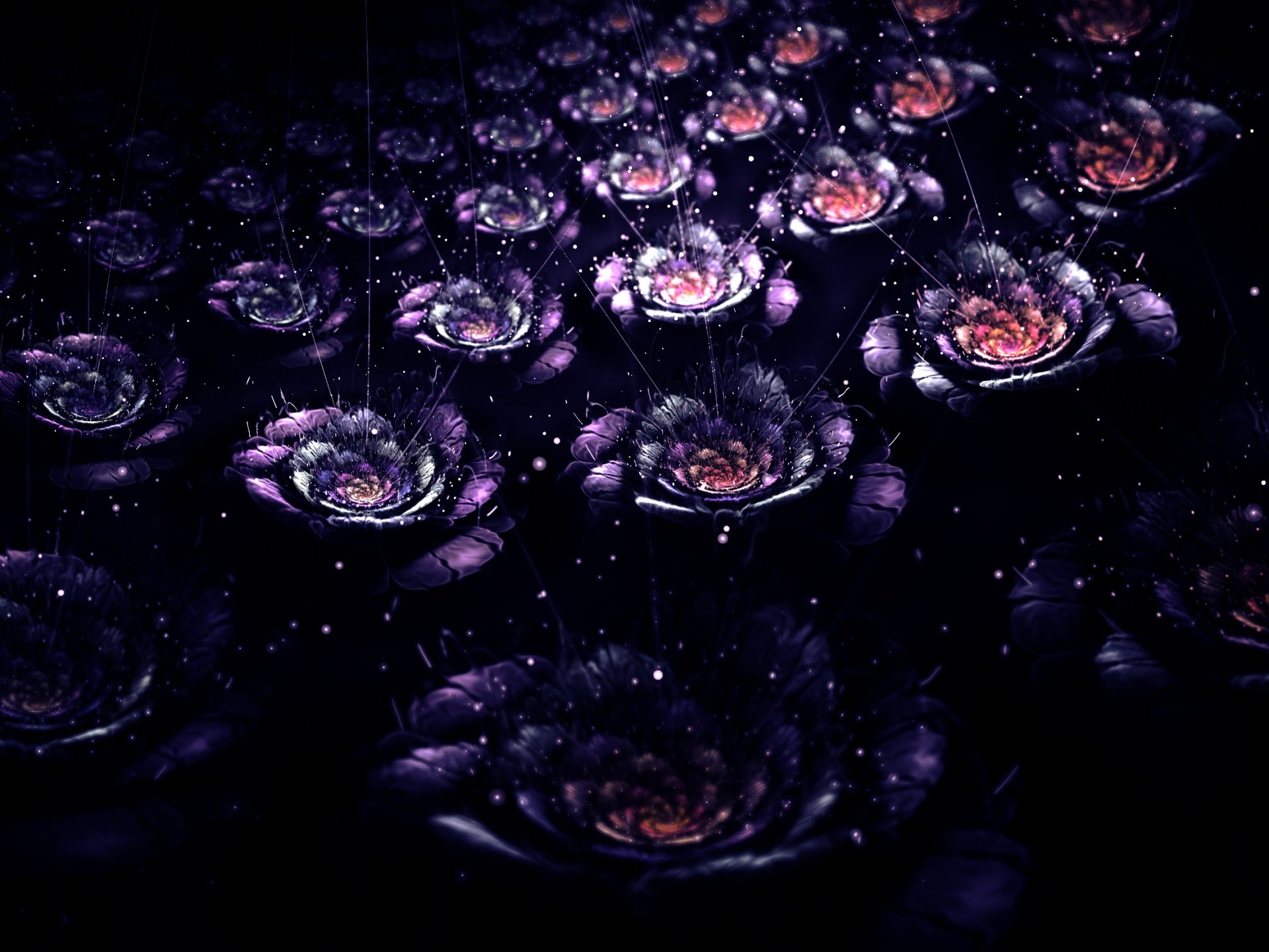 3d grafica astrazione fiori placer frattale bokeh raggi